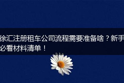 徐汇注册租车公司流程需要准备啥？新手必看材料清单！