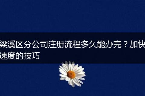 梁溪区分公司注册流程多久能办完？加快速度的技巧