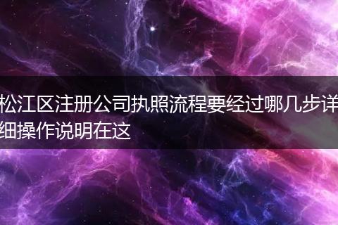松江区注册公司执照流程要经过哪几步详细操作说明在这
