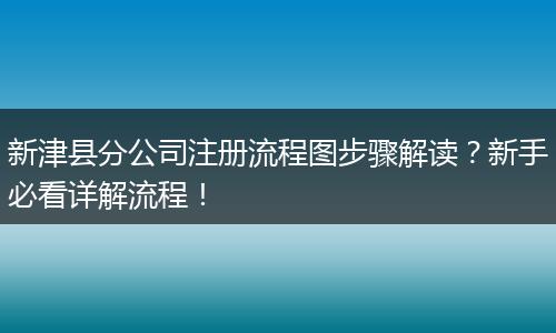 新津县分公司注册流程图步骤解读？新手必看详解流程！