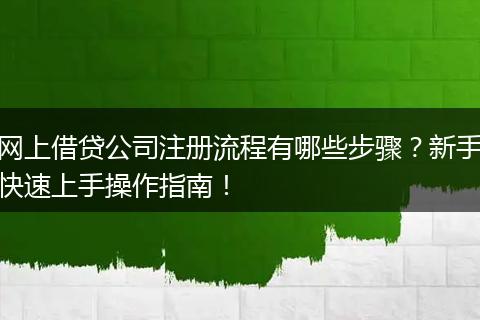 网上借贷公司注册流程有哪些步骤？新手快速上手操作指南！