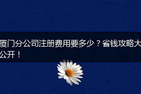 厦门分公司注册费用要多少?省钱攻略大公开!