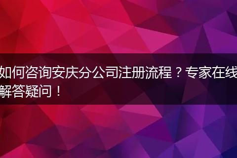 如何咨询安庆分公司注册流程？专家在线解答疑问！