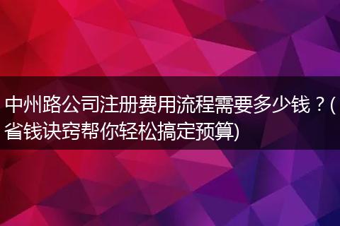 中州路公司注册费用流程需要多少钱？(省钱诀窍帮你轻松搞定预算)