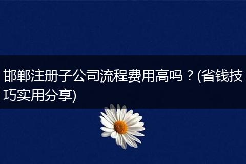 邯郸注册子公司流程费用高吗?(省钱技巧实用分享)