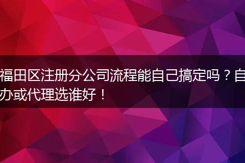福田区注册分公司流程能自己搞定吗?自办或代理选谁好!