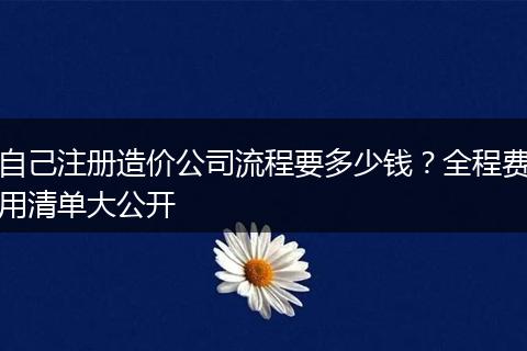 自己注册造价公司流程要多少钱？全程费用清单大公开