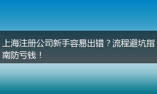 上海注册公司新手容易出错？流程避坑指南防亏钱！