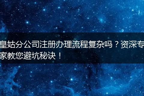 皇姑分公司注册办理流程复杂吗?资深专家教您避坑秘诀!