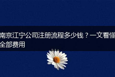 南京江宁公司注册流程多少钱？一文看懂全部费用