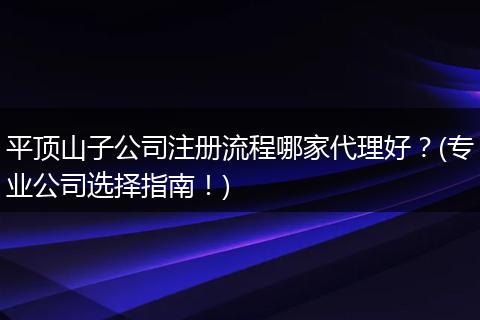 平顶山子公司注册流程哪家代理好？(专业公司选择指南！)