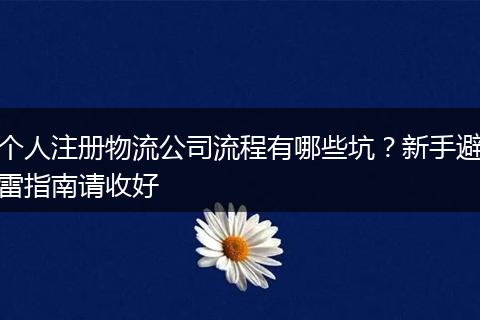 个人注册物流公司流程有哪些坑？新手避雷指南请收好