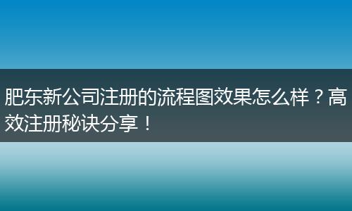肥东新公司注册的流程图效果怎么样?高效注册秘诀分享!
