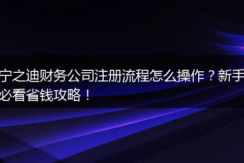 宁之迪财务公司注册流程怎么操作？新手必看省钱攻略！