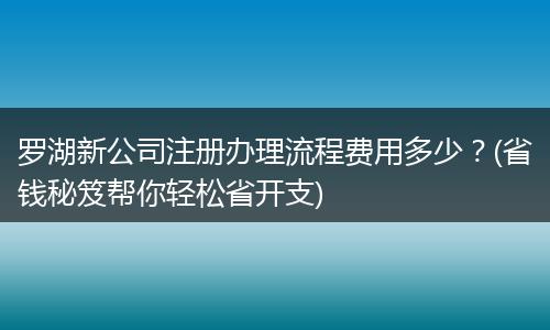 罗湖新公司注册办理流程费用多少?(省钱秘笈帮你轻松省开支)