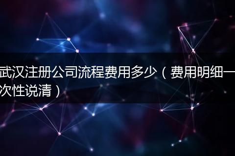 武汉注册公司流程费用多少(费用明细一次性说清)