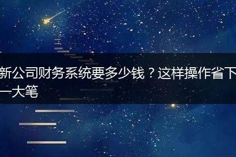 新公司财务系统要多少钱？这样操作省下一大笔