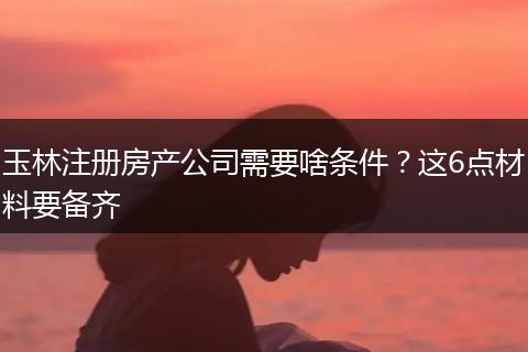 玉林注册房产公司需要啥条件？这6点材料要备齐