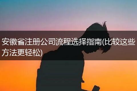 安徽省注册公司流程选择指南(比较这些方法更轻松)