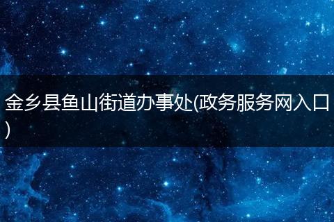 金乡县鱼山街道办事处(政务服务网入口)