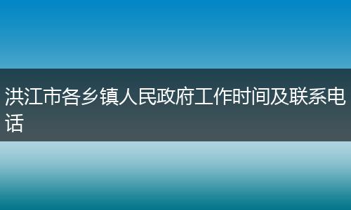 洪江市各乡镇人民政府工作时间及联系电话