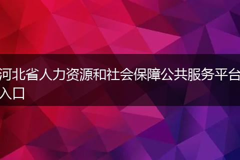 河北省人力资源和社会保障公共服务平台入口