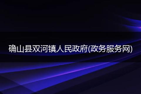 确山县双河镇人民政府(政务服务网)