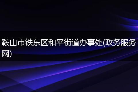 鞍山市铁东区和平街道办事处(政务服务网)