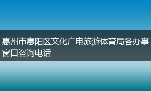 惠州市惠阳区文化广电旅游体育局各办事窗口咨询电话