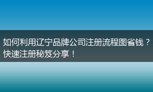 如何利用辽宁品牌公司注册流程图省钱？快速注册秘笈分享！