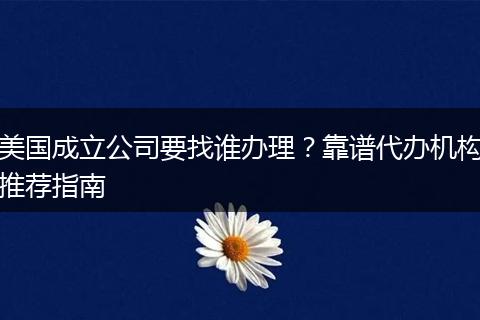 美国成立公司要找谁办理？靠谱代办机构推荐指南
