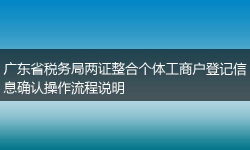 广东省税务局两证整合个体工商户登记信息确认操作流程说明