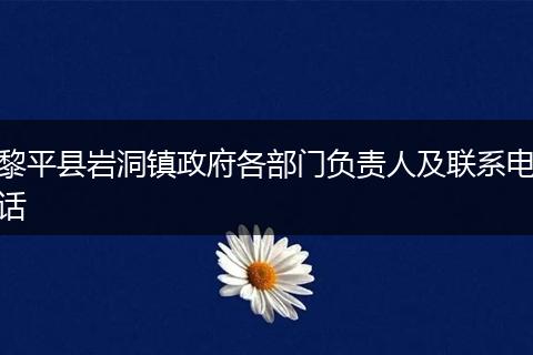 黎平县岩洞镇政府各部门负责人及联系电话