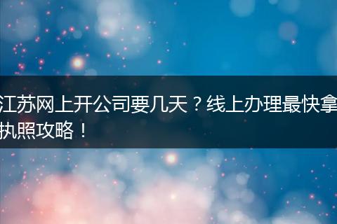 江苏网上开公司要几天？线上办理最快拿执照攻略！