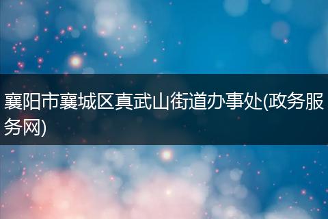 襄阳市襄城区真武山街道办事处(政务服务网)