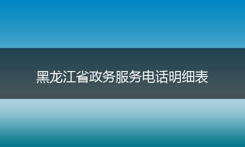 黑龙江省政务服务电话明细表