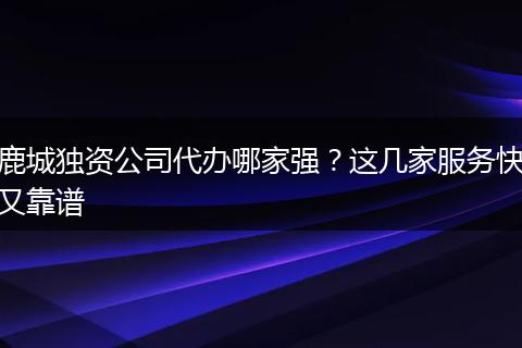 鹿城独资公司代办哪家强？这几家服务快又靠谱