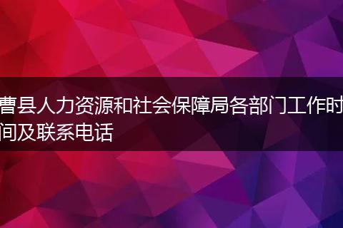 曹县人力资源和社会保障局各部门工作时间及联系电话