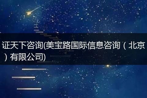 证天下咨询(美宝路国际信息咨询（北京）有限公司)