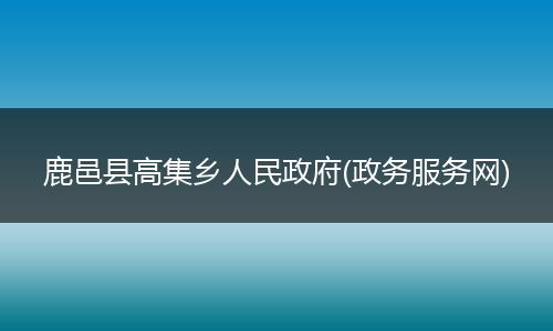 鹿邑县高集乡人民政府(政务服务网)
