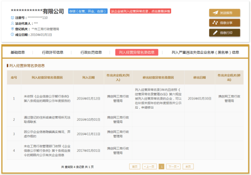 湖南省企业年报公示提示该企业已列入经营异常名录该怎么处理？