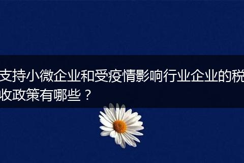 支持小微企业和受疫情影响行业企业的税收政策有哪些？