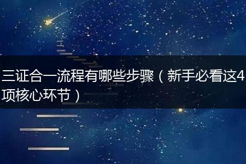 三证合一流程有哪些步骤（新手必看这4项核心环节）