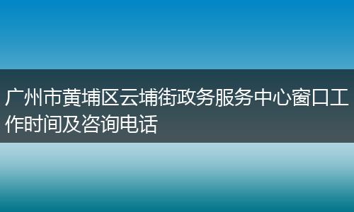 广州市黄埔区云埔街政务服务中心窗口工作时间及咨询电话