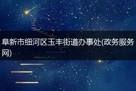 阜新市细河区玉丰街道办事处(政务服务网)