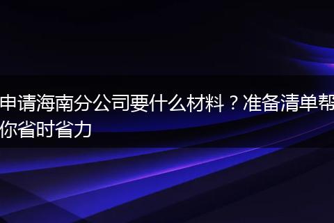申请海南分公司要什么材料？准备清单帮你省时省力