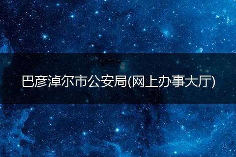 巴彦淖尔市公安局(网上办事大厅)