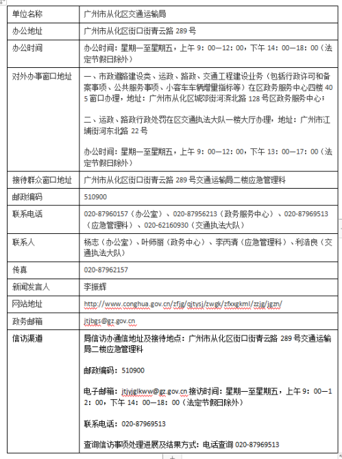 广州市从化区交通运输局