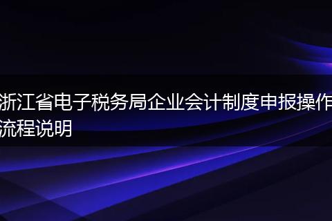 浙江省电子税务局企业会计制度申报操作流程说明