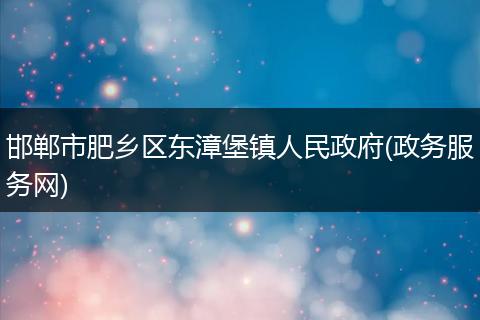 邯郸市肥乡区东漳堡镇人民政府(政务服务网)